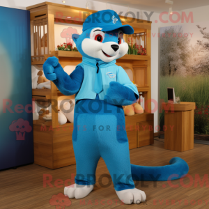 Blå Weasel maskot drakt...