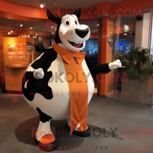 Orange Holstein Cow mascot...