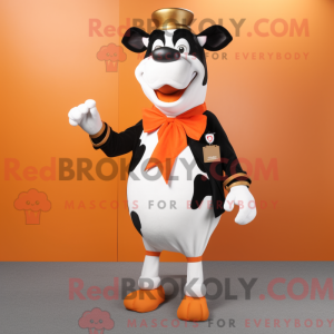 Orange Holstein Cow mascot...