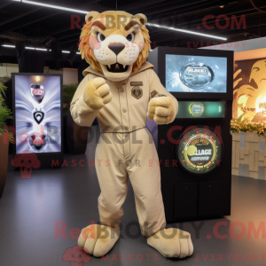 Beige Smilodon maskot...