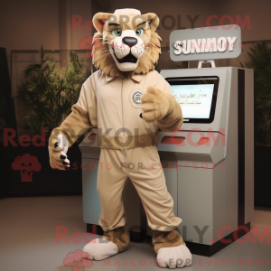 Beige Smilodon maskot...