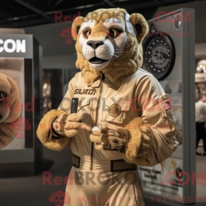 Beige Smilodon mascot...