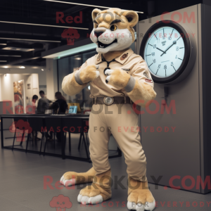 Beige Smilodon maskot...