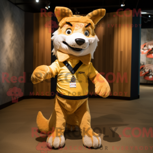 Gold Dingo mascot costume...