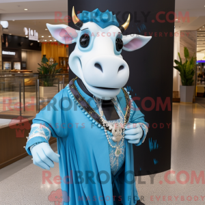 Himmelblå Zebu maskot...