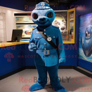 Cyan Navy Seal mascot...