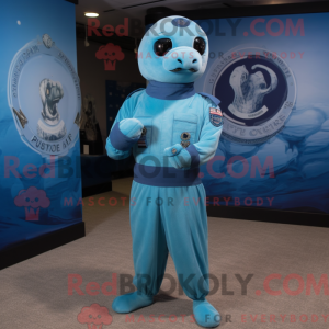 Cyan Navy Seal maskot...