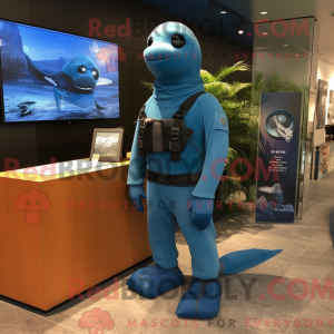 Cyan Navy Seal maskot...