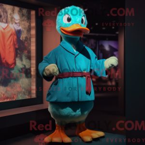Teal Muscovy Duck mascot...