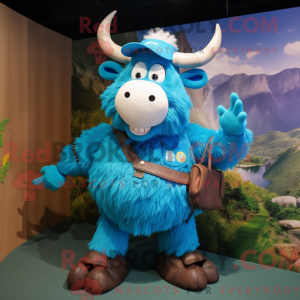 Cyan Yak mascot costume...
