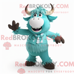 Cyan Yak mascot costume...