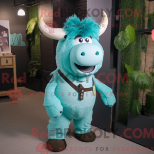 Cyan Yak mascot costume...