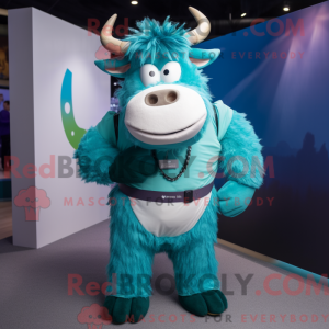 Cyaan Yak mascottekostuum...