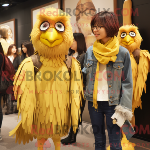 Gul Harpy maskot kostume...