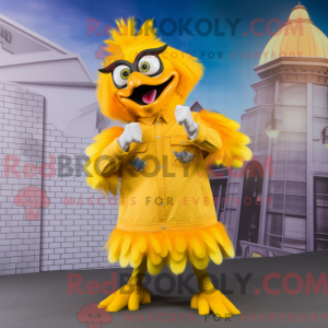 Yellow Harpy mascot costume...