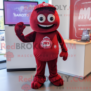 Maroon Candy mascot costume...