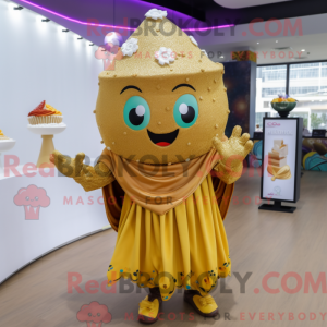 Gold Cupcake mascot costume...