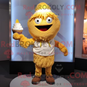 Gold Cupcake maskot kostume...