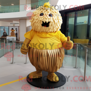 Gold Cupcake maskot kostume...