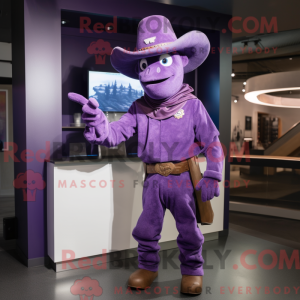 Mascotte de cowboy violet...