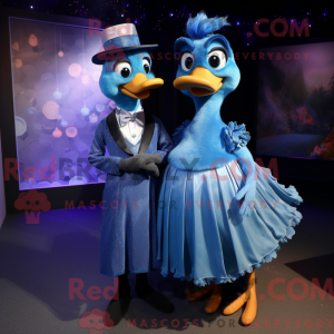 Blue Gosling maskot kostume...