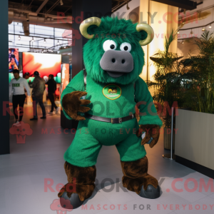 Green Bison mascot costume...