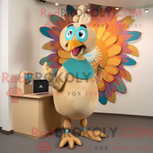Tan Peacock mascot costume...