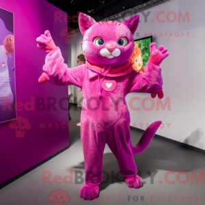Magenta Cat mascot costume...