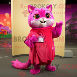 Magenta Cat mascot costume...