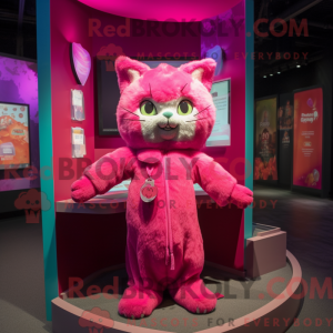 Magenta Cat maskot kostume...