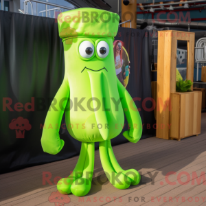 Lime Green Squid mascot...