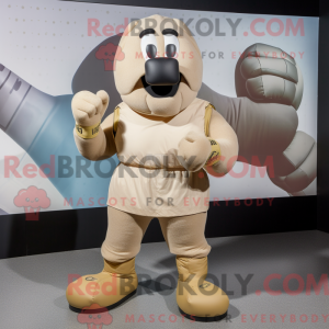 Beige Boxing Glove mascot...