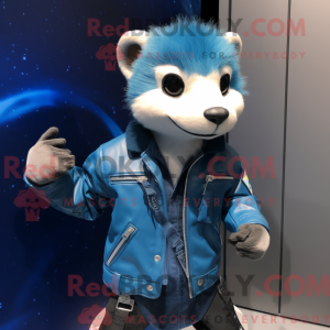 Blue Ferret mascot costume...