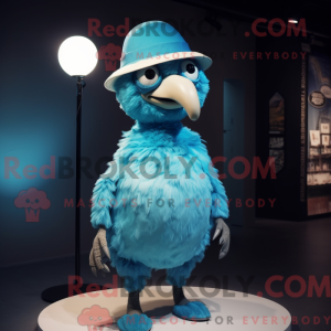 Cyan Ostrich mascot costume...
