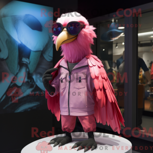 Pink Vulture maskot kostume...