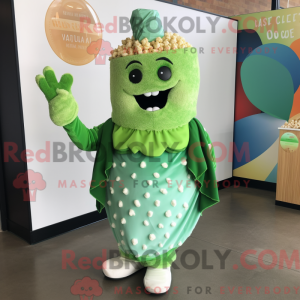 Green Pop Corn mascot...