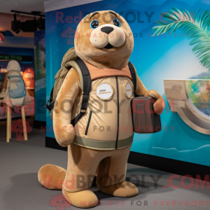 Tan Sea Lion mascot costume...