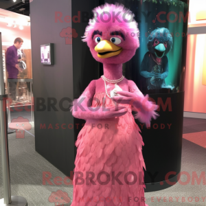 Pink Emu mascot costume...