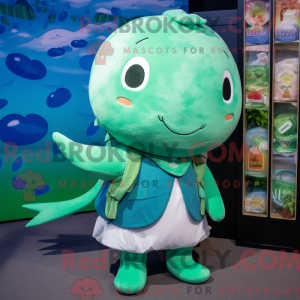 Green Narwhal mascot...