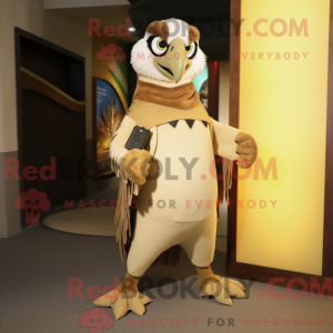 Beige Falcon mascot costume...