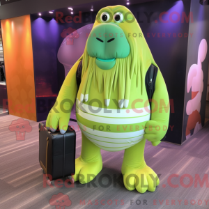 Lime Green Walrus mascot...
