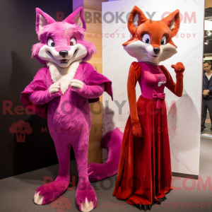 Magenta Fox mascot costume...