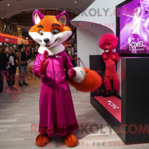 Magenta Fox mascot costume...