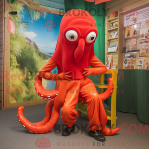 Maskotka Red Squid Drakt...