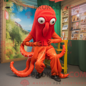 Red Squid mascot costume...