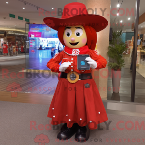 Red Cowboy mascot costume...