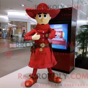 Rød Cowboy-maskotdraktfigur...