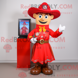 Red Cowboy mascot costume...