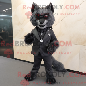 Black Lynx mascot costume...
