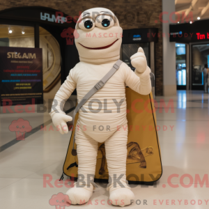 Cream Mummy mascot costume...